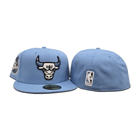 Sky Blue Chicago Bulls Gray Bottom 6X Champions Side Patch New Era 59Fifty Fitt - Picture 3 of 10